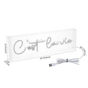 C'est La Vie Contemporary Glam Acrylic Box USB Operated LED Neon Light - JONATHAN Y